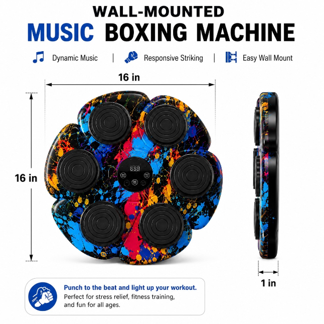 Smart Bluetooth Music Boxing Machine- Graffiti Splatter - Gallery 7