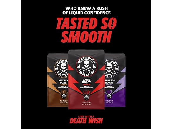 Death Wish Coffee, Organic Dark Roast Whole Bean