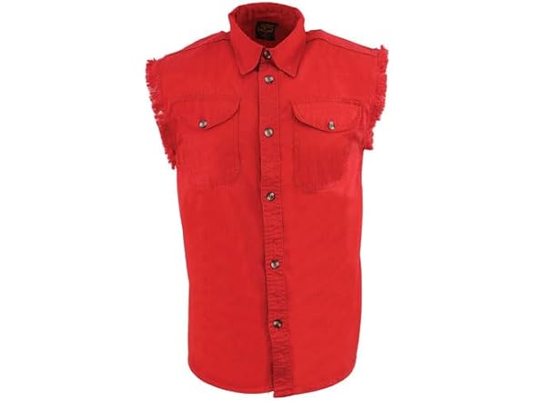 Men's Red Lightweight Denim Shirt