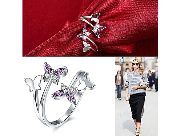 FUTIMELY Dainty Butterfly Ring for Women