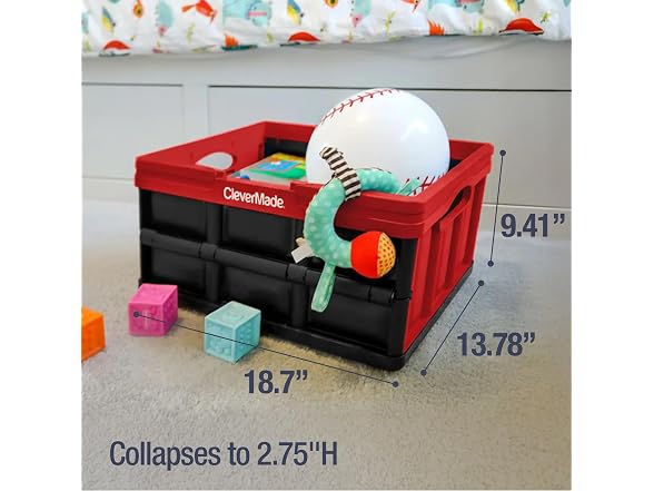CleverMade Collapsible Shopping Basket 32L- Red