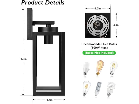 BesLowe Outdoor Wall Mount Light Fixture - Gallery 7