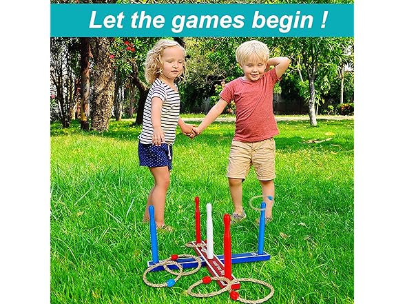 ISANCHA Wooden Ring Toss Game Set Kids