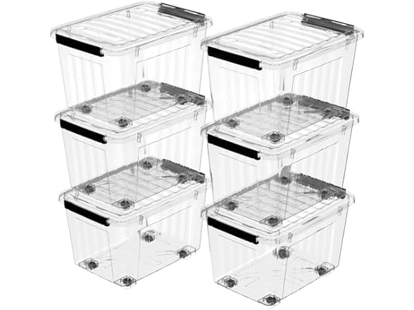 Cetomo 40Qt Plastic Storage Bins, Pack of 6