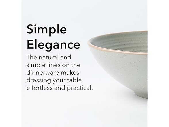 RINGAR Round Stoneware 16pc Double Bowl Dinnerware Set for 4