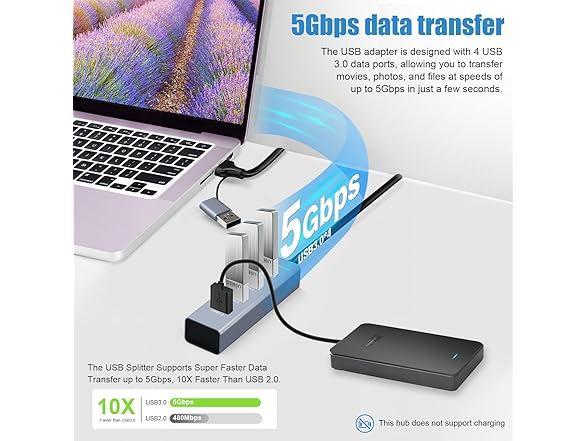 4-Port USB 3.0 Hub Aluminum USB Port Extender