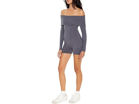Forever 21 Women (S) Sweater-Knit Romper Grey