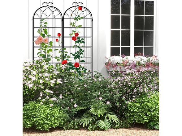 LZRS 83x20in Rustic Iron Arch Garden Trellis