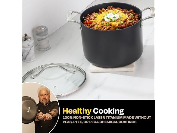 Guy Fieri's Flavortown Laser Titanium 8-Quart Stock Pot with Lid