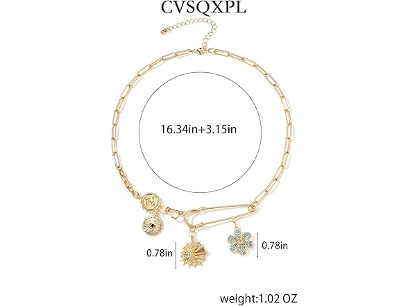 CVSQXPL Gold Charm Necklace for Women