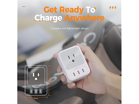 TESSAN Outlet Splitter (4 Outlets, 3 USB-C)
