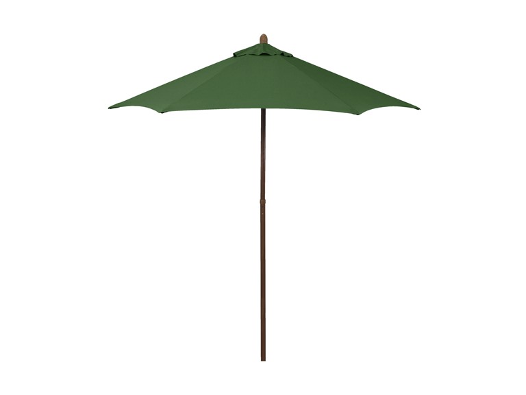 7.5-Foot Wood-Grained Steel Market Patio Umbrella with Push Lift in Hunter Green Polyester