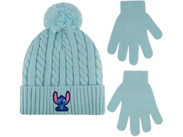 Disney Stitch Beanie Hat and Gloves Set