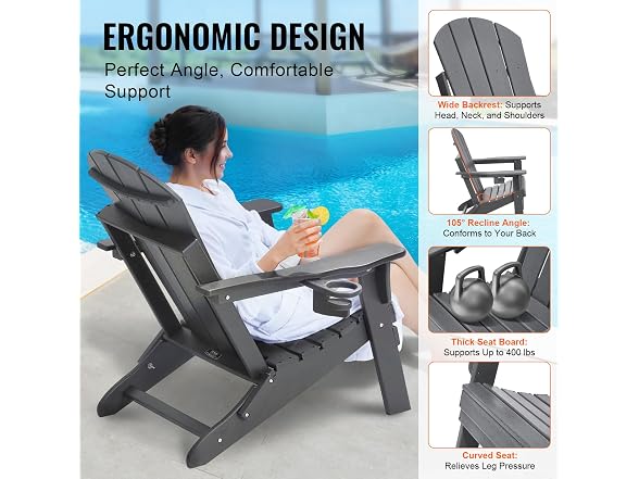 VEVOR Adirondack Chair Plastic, Set of