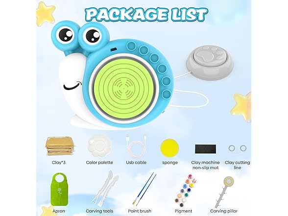 DCVREDF Pottery Wheel for Kids with 3 Clay Kits