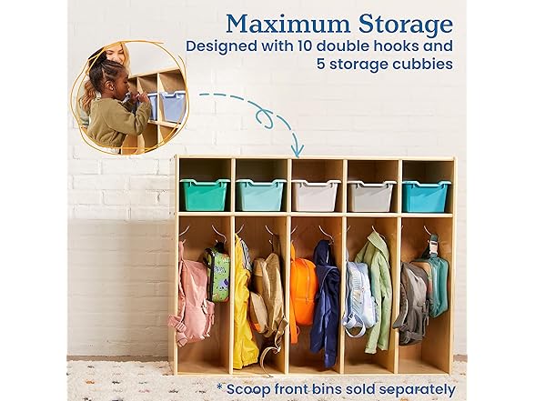 ECR4Kids 5-Section Toddler Coat Locker