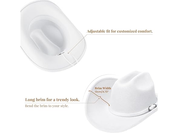 SAJUZEN Wide Brim Cowboy Hat White