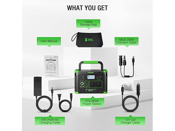 EBL EB500 500W Portable Power Station Green