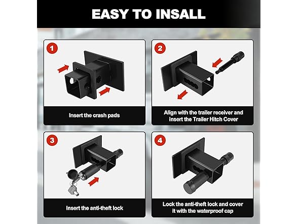 JAGASOL 2 Inch USA Flag Metal Trailer Hitch Cover