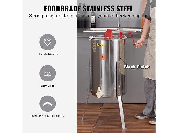 Manual Honey Extractor, 3 Frames Honey Spinner
