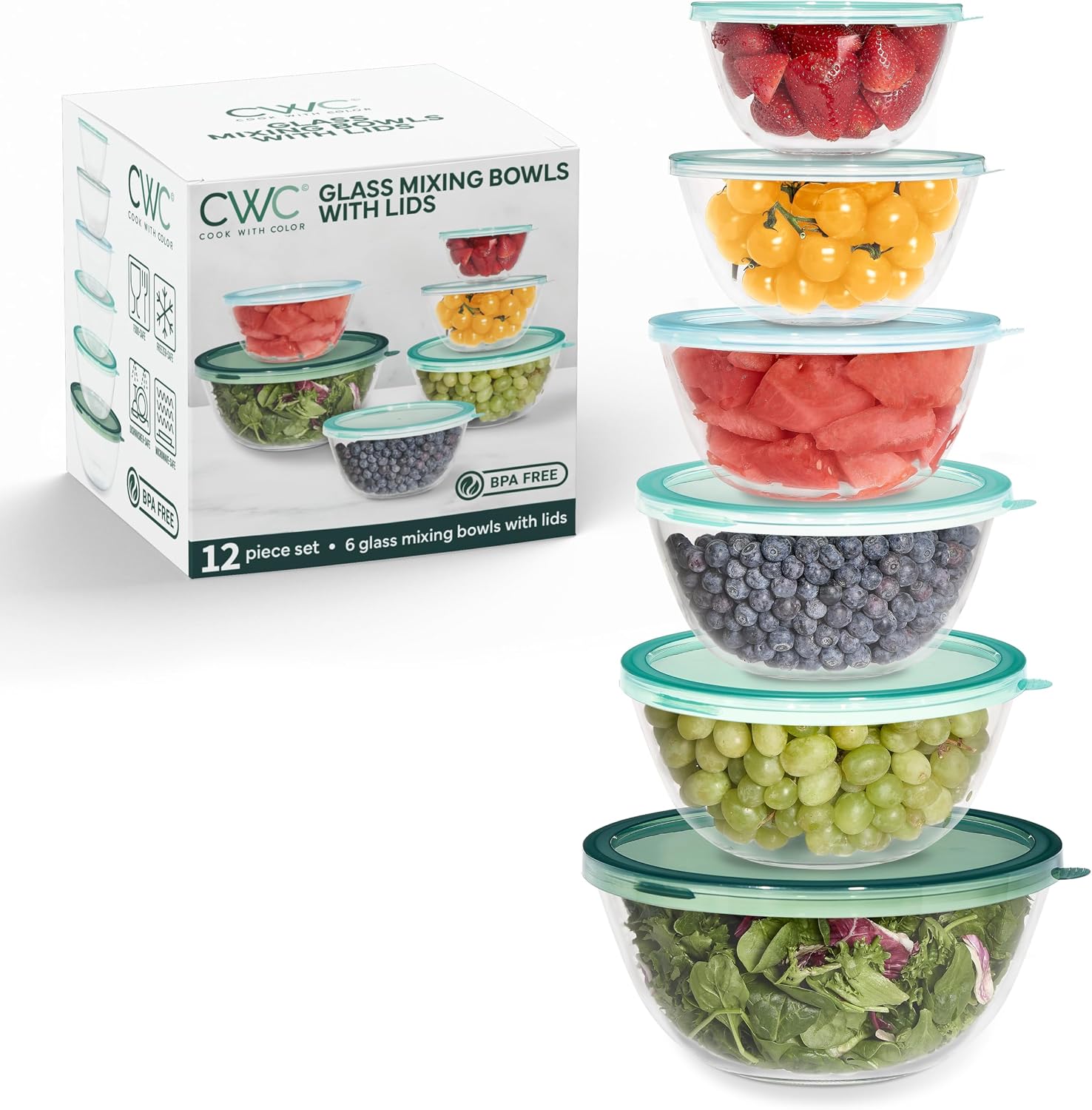12 Pc Glass Mixing Bowl Set - Gallery 24