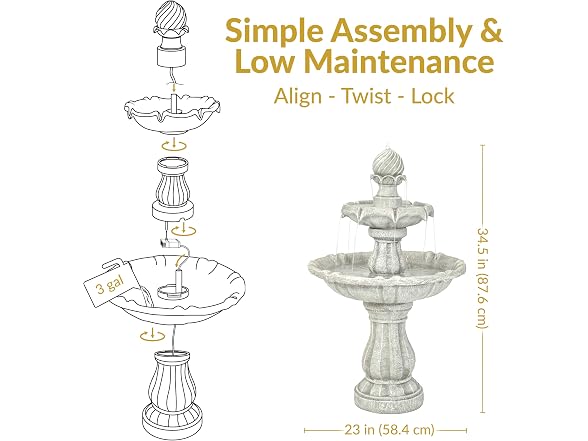Sunnydaze 35" White 2-Tier Solar Fountain