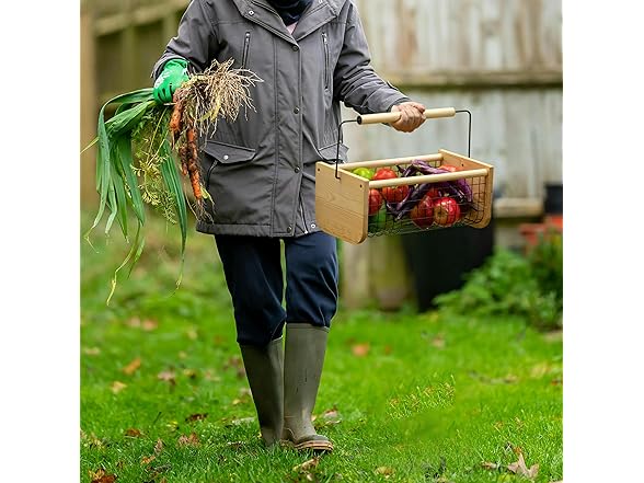 Gardenised Vintage Harvest Basket Pine Wood 