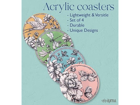 Karma, Acrylic Round Coaster Set of 4 