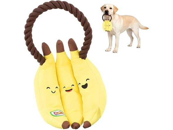 Dole for Pets Dog Rope Toy with Squeakers, Banana