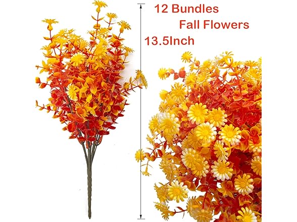 Grunyia 12 Bundles Artificial Fall Flowers