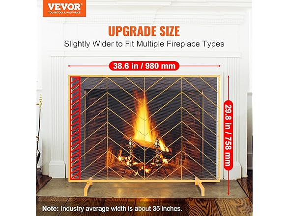 VEVOR Fireplace Screen Single Panel