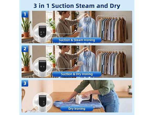 YEJOUMO 3500Pa Vacuum Steamer for Clothes
