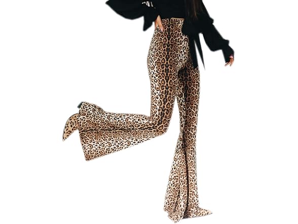 Louvton Women (XL) High Waist Flare Pants Trousers