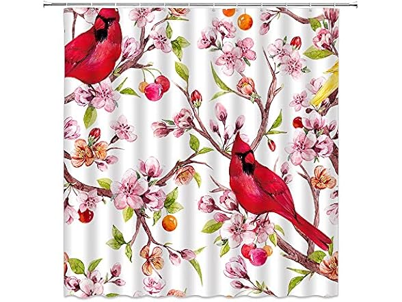 Flower Bird Shower Curt Cherry Blossom Pink