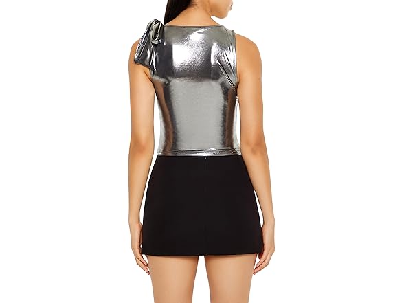 Forever 21 Women (S) Sleeveless Metallic Bow Top