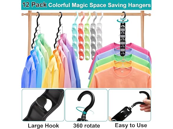 JIAYIISHU 12 Pack Space Saving Hangers for Closet