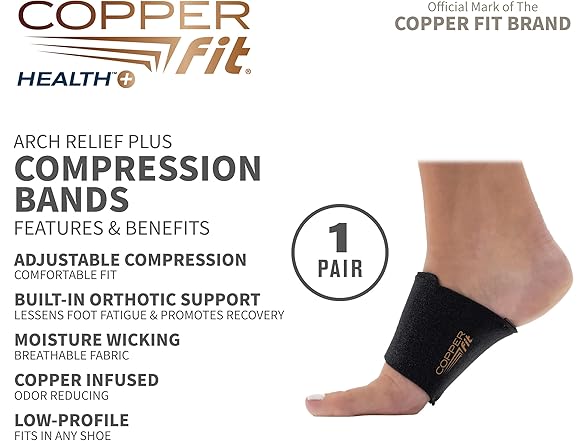 Copper Fit Arch Relief Plus Wraps, Black