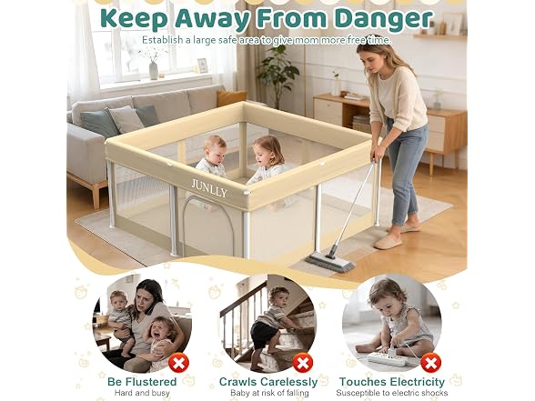 JUNLLY Foldable Baby Playpen 50x50 inch