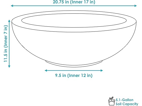 Sunnydaze Percival 20.75" Shallow Outdoor Planter Bowl Set of 2