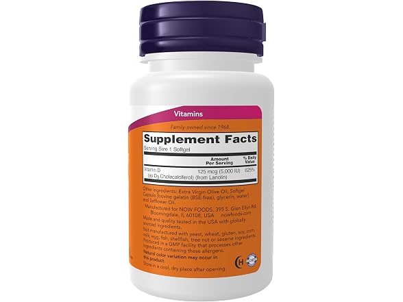 NOW Foods Vitamin D3 5000 IU 240 Softgels