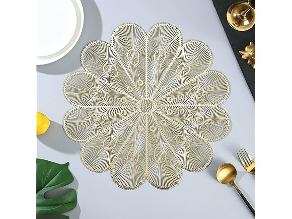 LGJkYF Gold Flower Placemats Set of 8, Spring