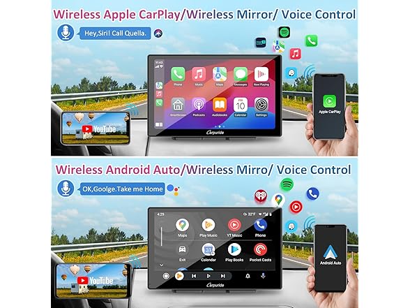 9" Wireless CarPlay Screen w/ Dash Cam