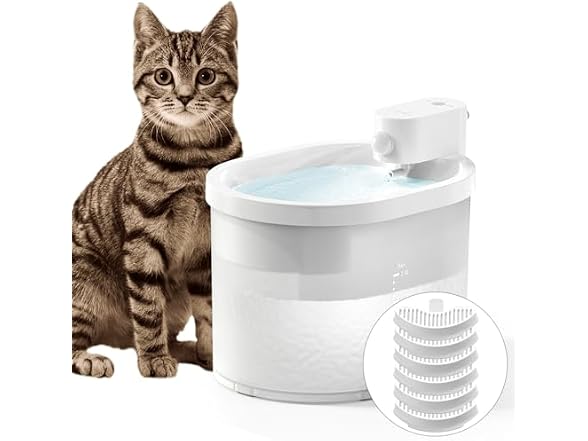 uahpet Cat Water Fountain, Wireless & Battery Operated