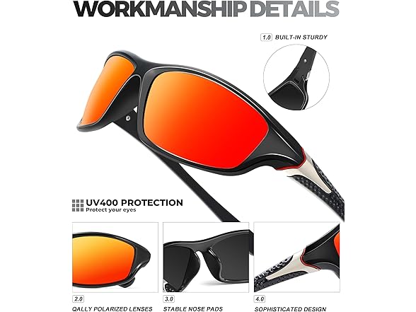 QALLY Polarized Mens Sunglasses -  3pk