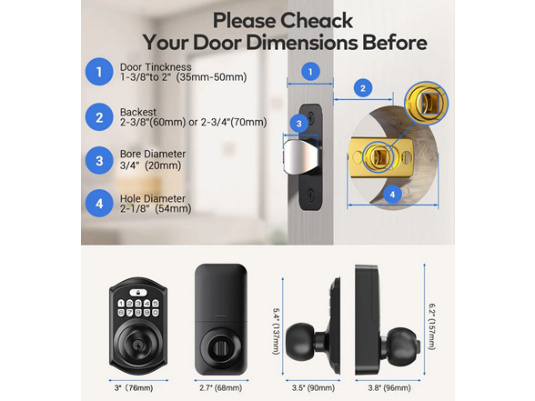 Kaadas KS03 Knob Lock with Keypad and Key