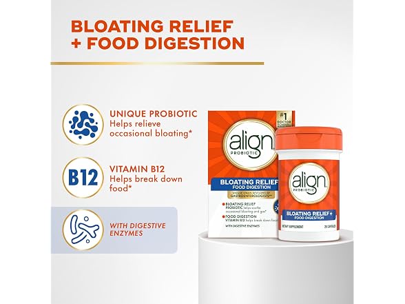 Align Probiotic Bloating Relief + Food Digestion