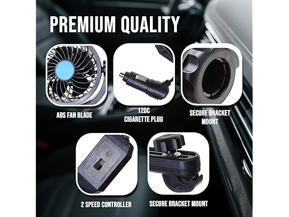 Zone Tech EL0024 12V Car Cooling Air Fan Black Black