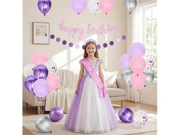 Bafei 10th Birthday Decor Kit Purple/Pink
