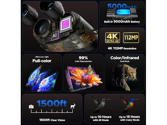 18x Zoom Full-Color 4K Night Vision Binoculars
