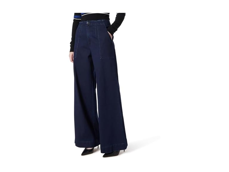 DEE OCLEPPO Women's Juniper Wide Leg Pant with Utility Pockets Standard, Indigo Rinse WASH